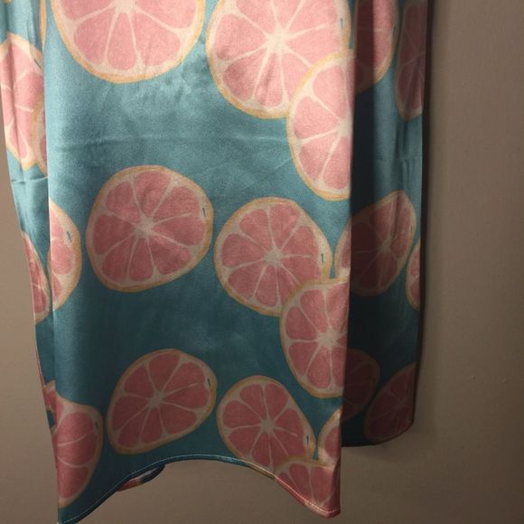 Grapefruit Print Knotted Satin Cami Dress - Picture 7 of 9